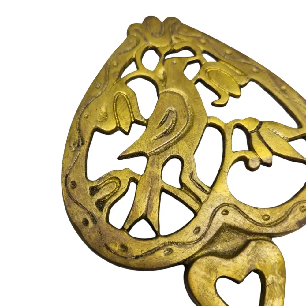Vintage Brass Trivets Set of 2 Gold Tone Bird Eagle Japan MCM